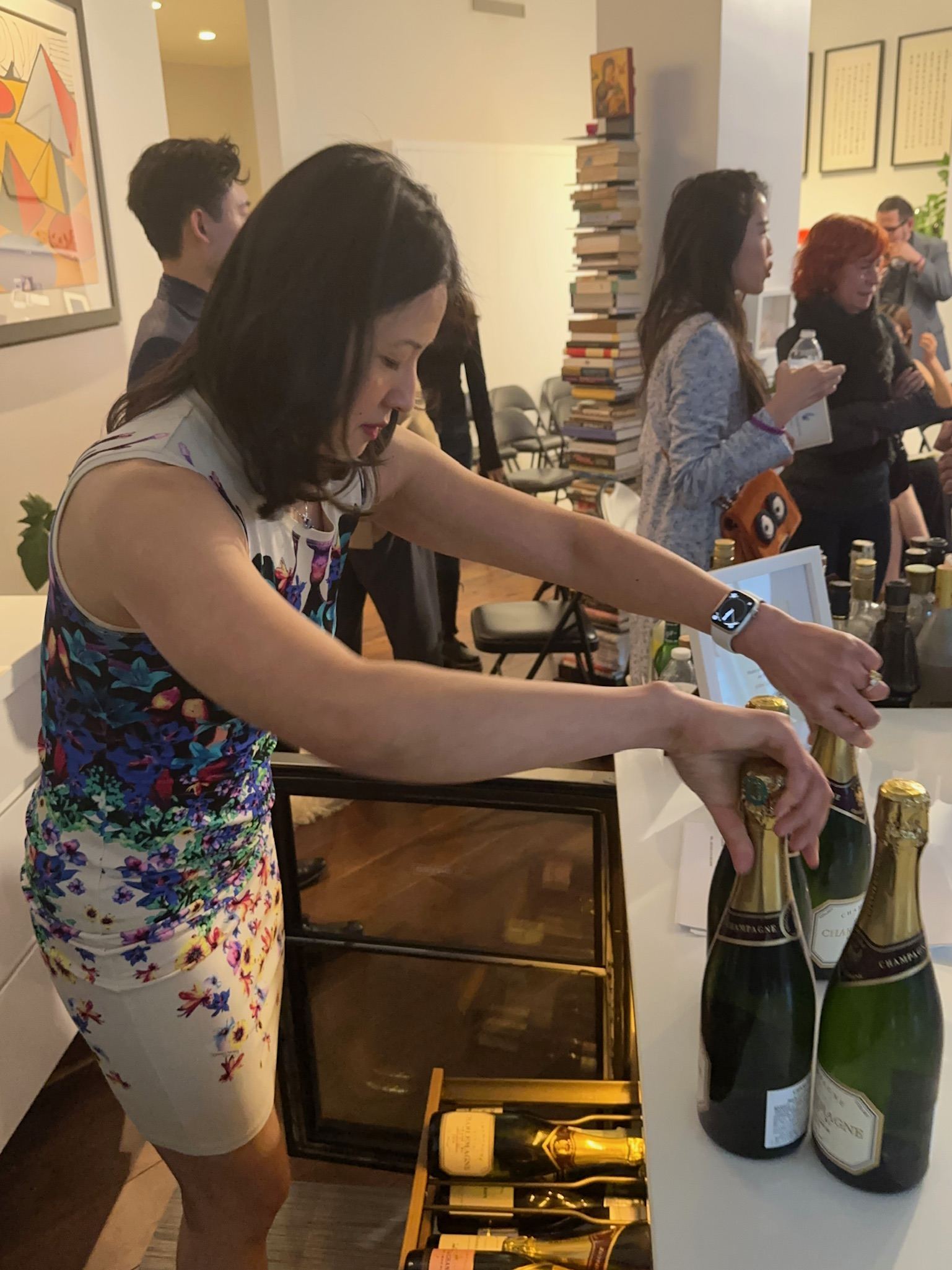 Opening the champagne