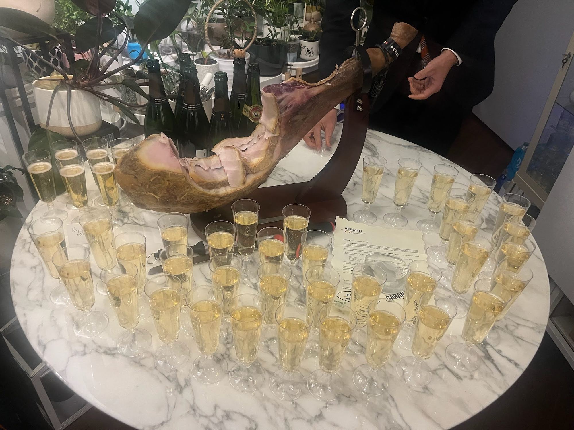 Champagne, and the ham